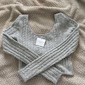 NWT American Eagle Cable Knit Gray Top